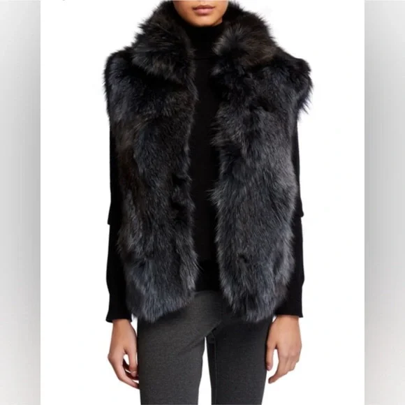 Adrienne Landau Fox Black Furn Vest